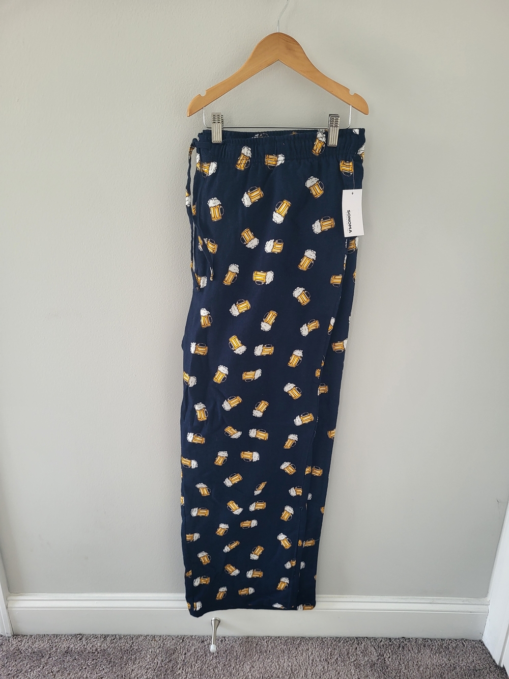 Kohl's Navy Flannel Pajama Pants with Beer Mug Print